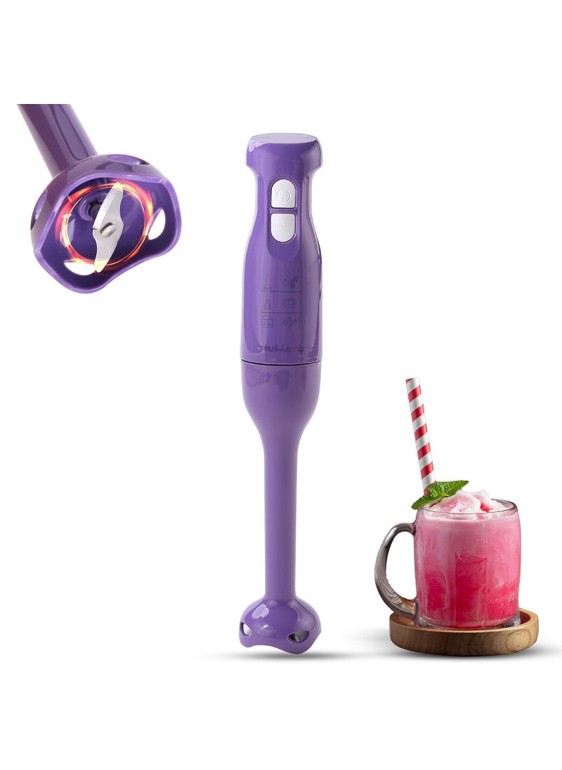 FUMATO 250W Hand Blender Stainless Steel Blade Detachable Body 2 Speed Modes Turbo Pulse 100 Full Copper Motor 1 Year Warranty Mixing Blending for Smoothie Shakes Soup Cream Purple