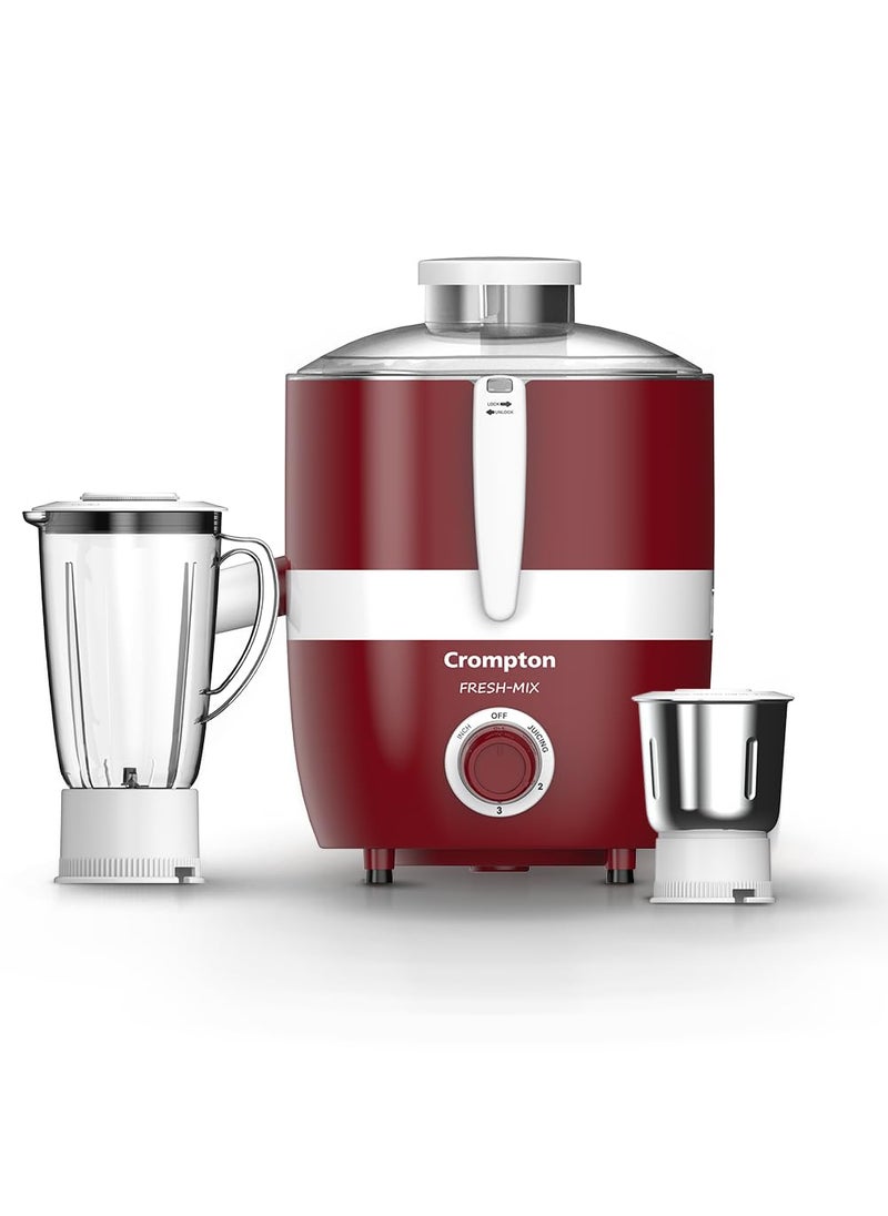 Cromptons FreshMIX Juicer Mixer Grinder 2 Jars High grade Stainless Steel mesh unbreakable polycarbonate jar lids