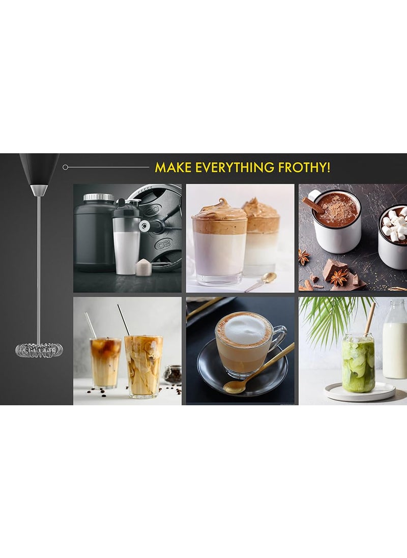 NAC Global Coffee Frother Hand Blender Milk Frother with Stand Coffee Blender Whisk Foam Maker Egg Beaters Cappuccino Hand Blender Battery Operated Electric Coffee Beater NACMFSB