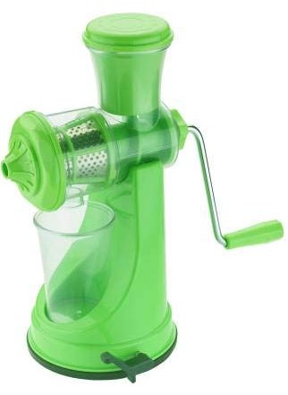NGOR Portable Hand Manual Fruit Juicer Mixer Machine with Stainless Steel Handle and Waste Collector with Vacuum Locking System Green