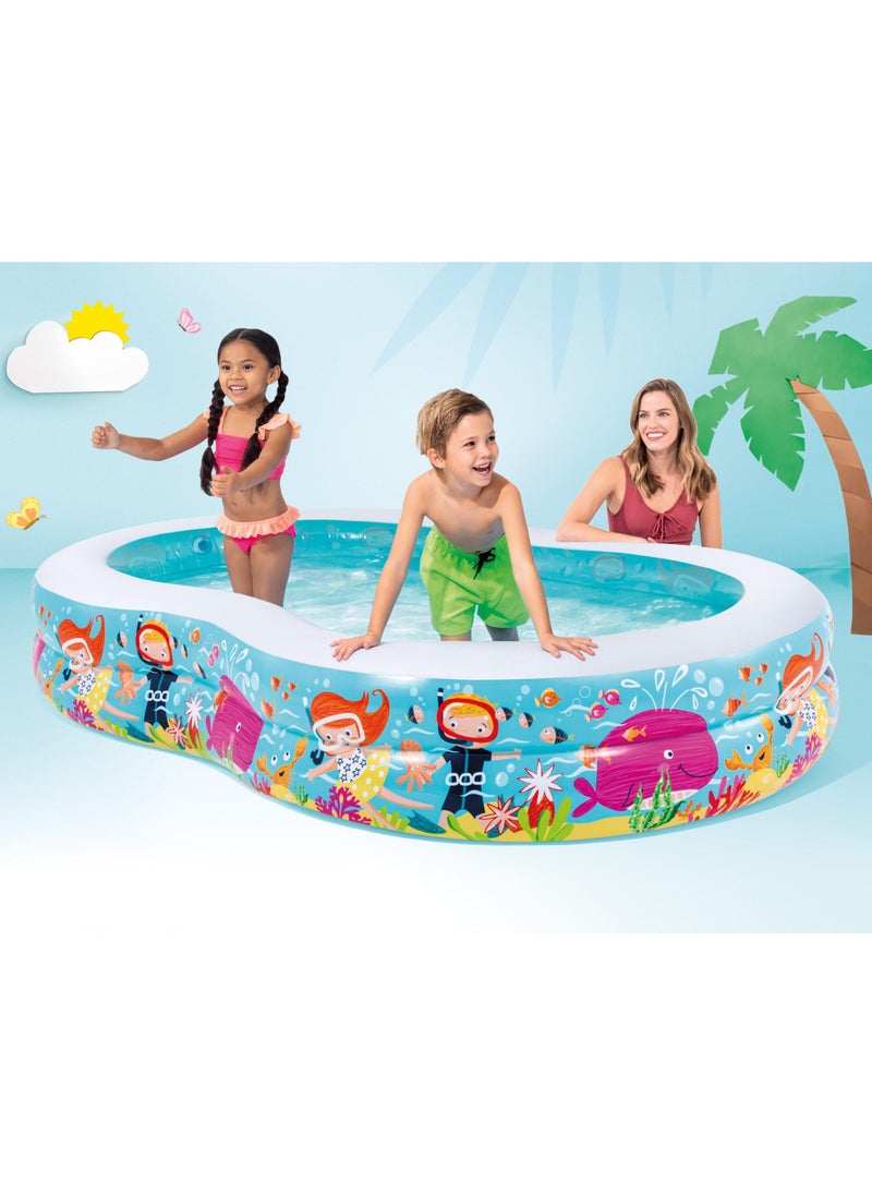 Inflatable Swim Centre Seashore Pool – 2.6m x 1.6m x 46cm Family Pool with Snorkel Ocean Design – Durable PVC Outdoor Pool for Kids & Adults, Easy Setup