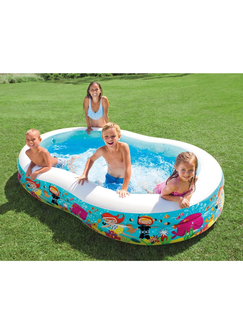 Inflatable Swim Centre Seashore Pool – 2.6m x 1.6m x 46cm Family Pool with Snorkel Ocean Design – Durable PVC Outdoor Pool for Kids & Adults, Easy Setup