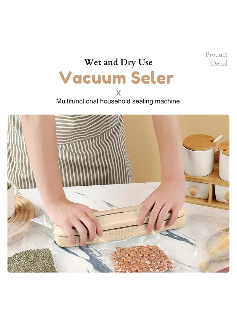 Cyrox Household Kitchen Fresh Keeping food sealer Dry Moist Air sealing system with 10 food Bags Dry Wet Powdery or Oily Food Snacks for Saving Kitchen Space 1PCs