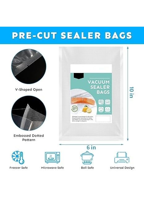 MBUYS MALL Vaccum Sealer Food Bag1725cm Seal a Meal Bag Food Saver Bags Sous Vide Bags Precut Thick BPAFree Textured Heavy Duty Vacuum Seal Meat Cheese Dry Goods100pcs