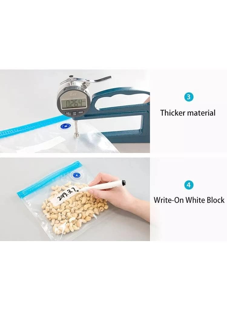 2heet Reusable Vide Bags Vacuum Food Vacuum Bags with Pump Food Bag 21x22 cm Grocery Bag for a Long Time Without Leaking pack Of 10 Free Pump
