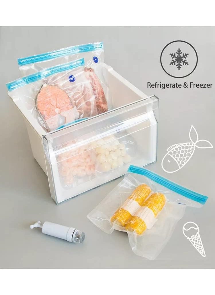 2heet Reusable Vide Bags Vacuum Food Vacuum Bags with Pump Food Bag 21x22 cm Grocery Bag for a Long Time Without Leaking pack Of 10 Free Pump