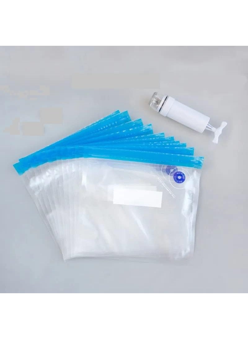 2heet Reusable Vide Bags Vacuum Food Vacuum Bags with Pump Food Bag 21x22 cm Grocery Bag for a Long Time Without Leaking pack Of 10 Free Pump