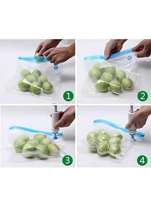 2heet Reusable Vide Bags Vacuum Food Vacuum Bags with Pump Food Bag 21x22 cm Grocery Bag for a Long Time Without Leaking pack Of 10 Free Pump