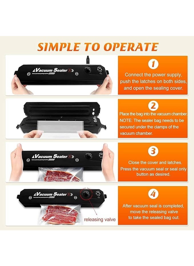 MAHESHAA 2in1 Electric Vacuum Sealer for Food Storage Home Automatic Packing Sealing Machine Household Kitchen Fresh Keeping food sealer Dry Moist Air sealing system with 10 food Bags