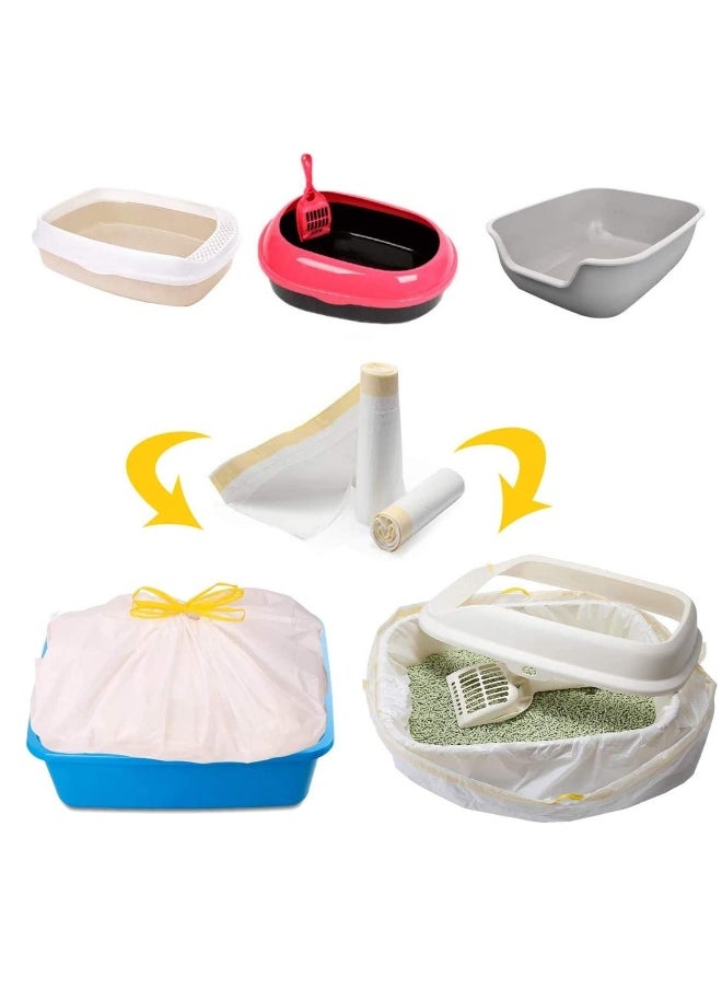 Cat Litter Pan Box Liner, Pet Kitten Drawstring Bag for Medium and Large Cats Dogs Tray Liners Drawstrings Bags Jumbo Extra Durable Box, 2 PACK