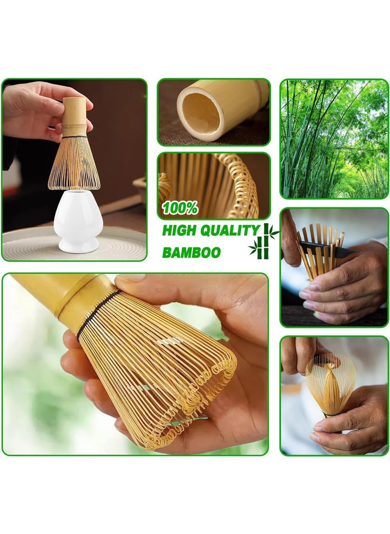 Japanese Matcha Tea Set, 7Pcs Matcha Matcha Set with Matcha Bowl, Matcha Bamboo Whisk, Scoop, Whisk Holder, Stainless Steel Tea Sifter, Tea Making Kit