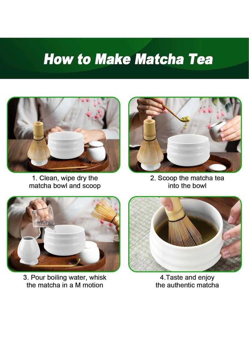 Japanese Matcha Tea Set, 7Pcs Matcha Matcha Set with Matcha Bowl, Matcha Bamboo Whisk, Scoop, Whisk Holder, Stainless Steel Tea Sifter, Tea Making Kit