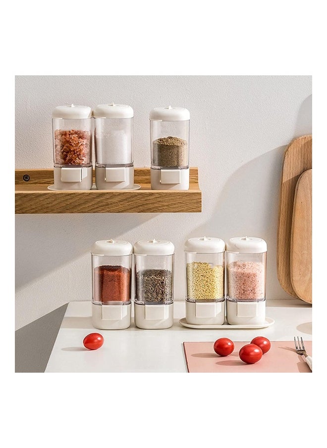 Spice Jars Bottles, Press Type Salt Control Bottle Kitchen Household Sealed Moisture Proof Metering Pepper Tank Set, Seasoning Bottle Rotary Seal Salt Tank for Sugar, Salt, Pepper and Other Spices