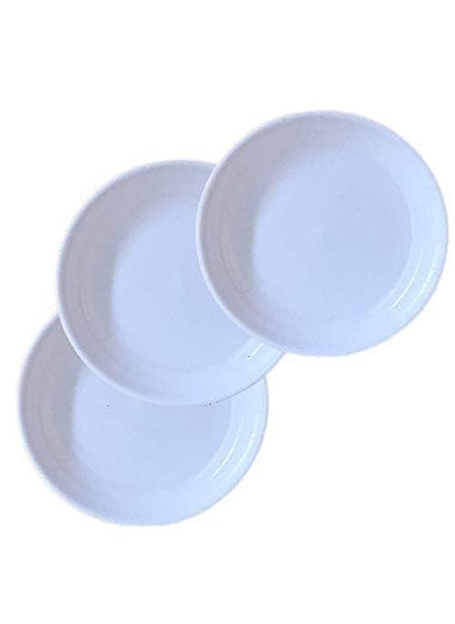 AWICKTIK Unbreakable 19 CM Light Weighted Round Half Size DinnerLunch Plastic Quarter Plates Set of 6 Pcs White