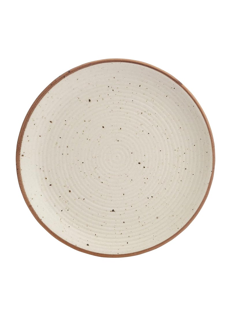 Miah Decor Ceramic Quarter Plates Small Dinner Plates Set of 6 Handcrafted Stoneware OffWhite with Brown Rim grains Serving Platter for Snacks Dessert Microwave and Dishwasher Safe Size 7 Inches