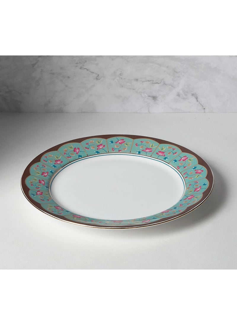 India Circus by Krsnaa Mehta Grandeur Greens Dinner Plate Bone China Dishwasher Safe Plates for Kitchen Dining Restaurants Gifting 10 Inch Set of 1