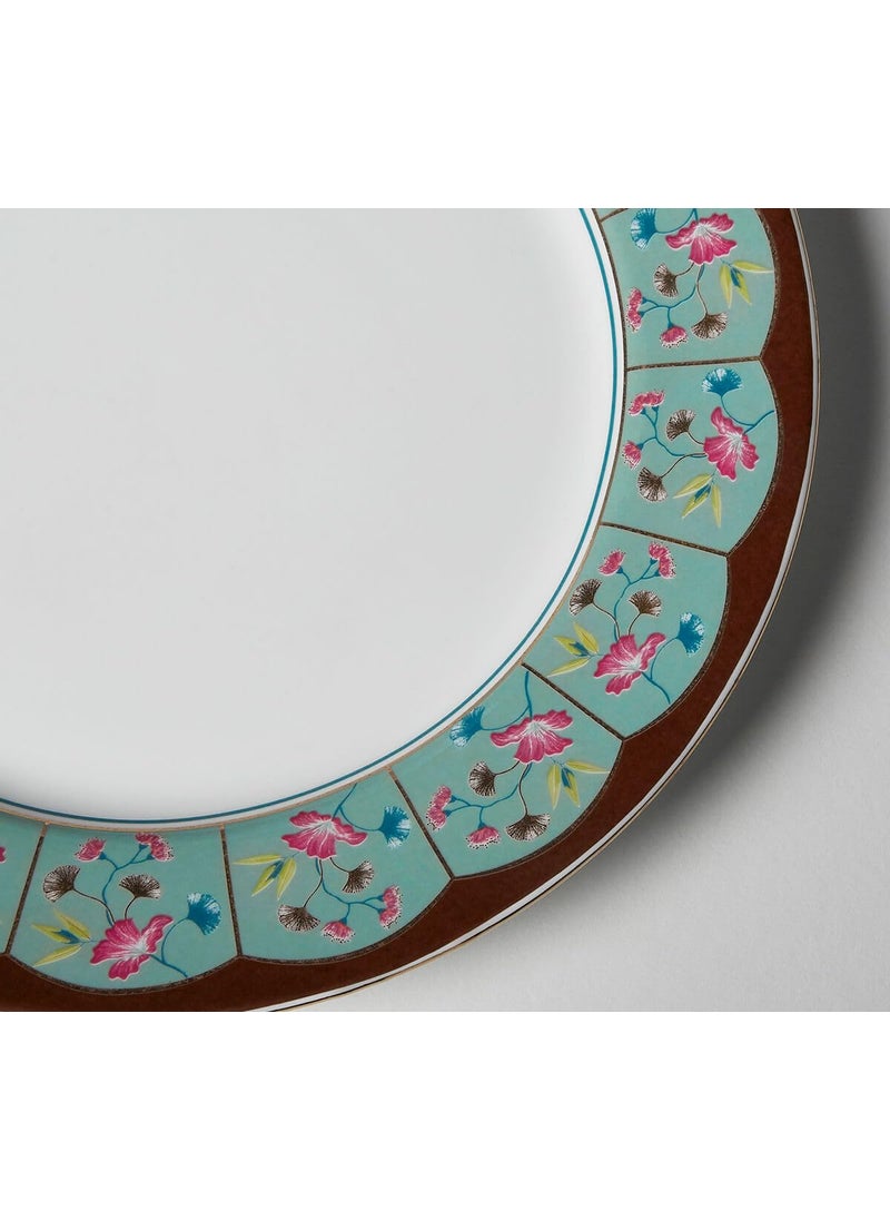 India Circus by Krsnaa Mehta Grandeur Greens Dinner Plate Bone China Dishwasher Safe Plates for Kitchen Dining Restaurants Gifting 10 Inch Set of 1