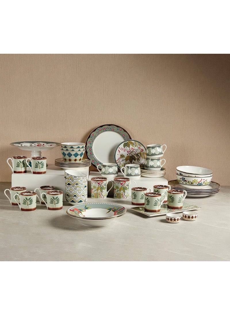 India Circus by Krsnaa Mehta Grandeur Greens Dinner Plate Bone China Dishwasher Safe Plates for Kitchen Dining Restaurants Gifting 10 Inch Set of 1