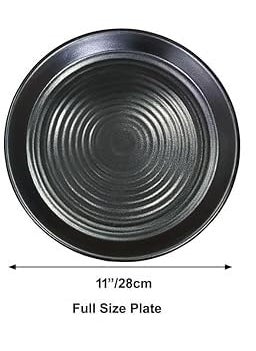 Adoaisy Creations Melamine Plates Set of 6 Half Plates and 6 Full Plates Black Colour Spiral Circular Design