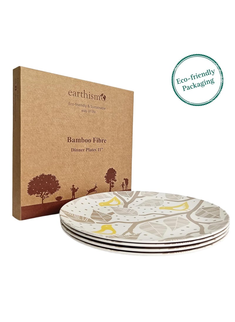 Earthism EcoFriendly Bamboo Fibre Dinner Plates 11 Pack of 4 Life White Grey