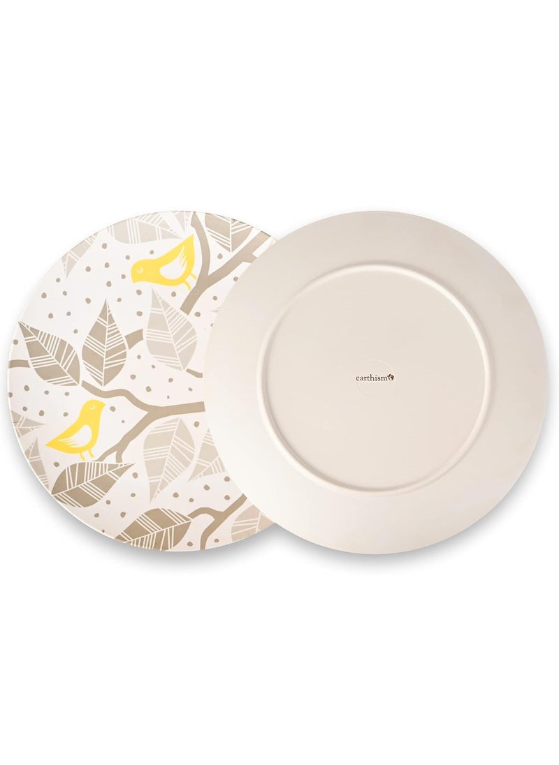 Earthism EcoFriendly Bamboo Fibre Dinner Plates 11 Pack of 4 Life White Grey