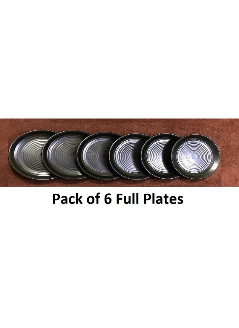 Adoaisy Creations Plates Set of Melamine Full Plates Pack of 6 Melamine Plates for Lunch and Dinner of 11 inches Size for Home and Kitchen use Black Colour