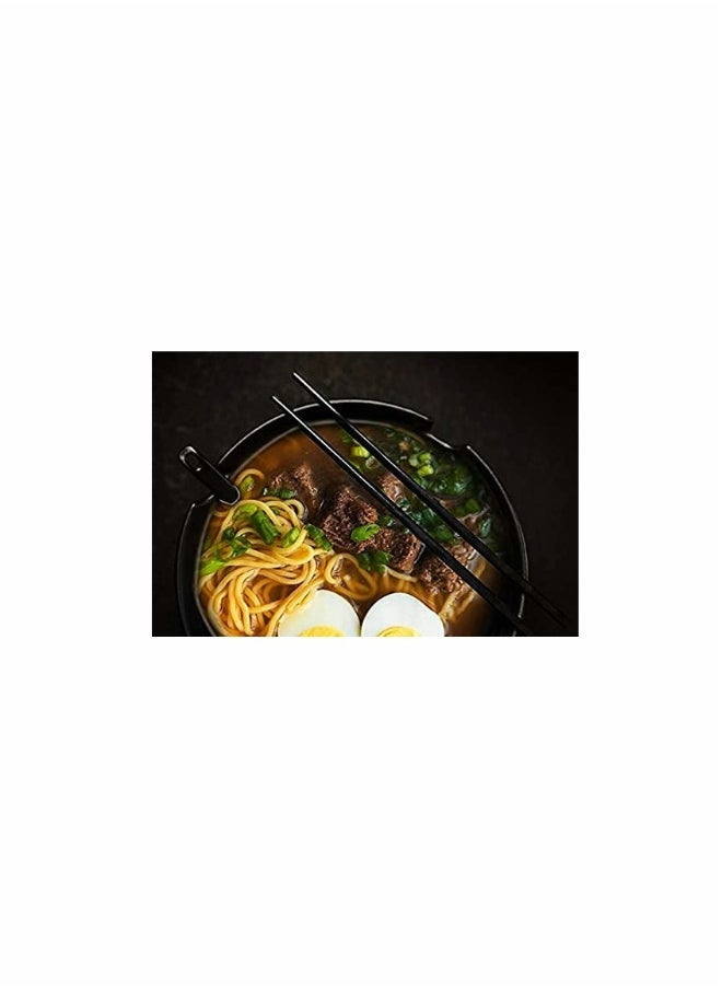 2 Sets of Ramen Bowl (Black Melamine) 6 Pieces 37oz Soup Bowls with Chopsticks and Spoons Set for Ramen Pho Noodles Asian Dishes