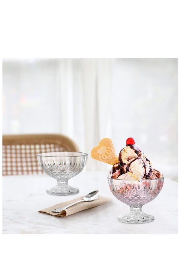 Acrylic Ice Cream Bowl, 6 Pack Dessert Bowls, Serving Bowls, Clear Footed Dessert Cup, Small Cute Footed Tulip Clear Dessert Cups, Reusable Parfait Appetizer Cup, for Dessert, Ice Cream, Pudding