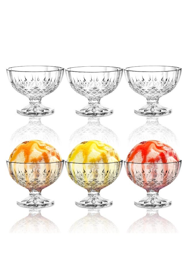 Acrylic Ice Cream Bowl, 6 Pack Dessert Bowls, Serving Bowls, Clear Footed Dessert Cup, Small Cute Footed Tulip Clear Dessert Cups, Reusable Parfait Appetizer Cup, for Dessert, Ice Cream, Pudding