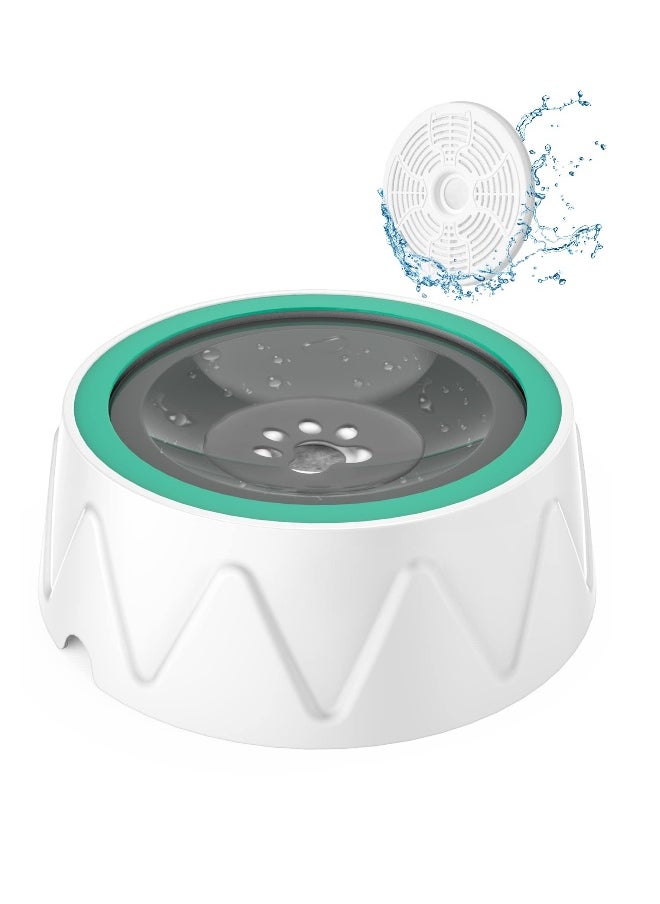 Splash Non Spill Proof Dog Water Bowl, Large Capacity No Spill Dog Bowl, Slow Drinking Stay Dry Bowl, Non Drip Car Carried Pet Floating Water Bowl, with Upgraded Filter 1.5L