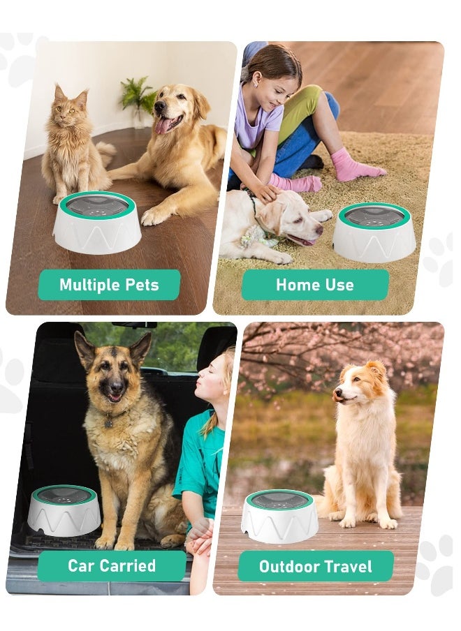 Splash Non Spill Proof Dog Water Bowl, Large Capacity No Spill Dog Bowl, Slow Drinking Stay Dry Bowl, Non Drip Car Carried Pet Floating Water Bowl, with Upgraded Filter 1.5L
