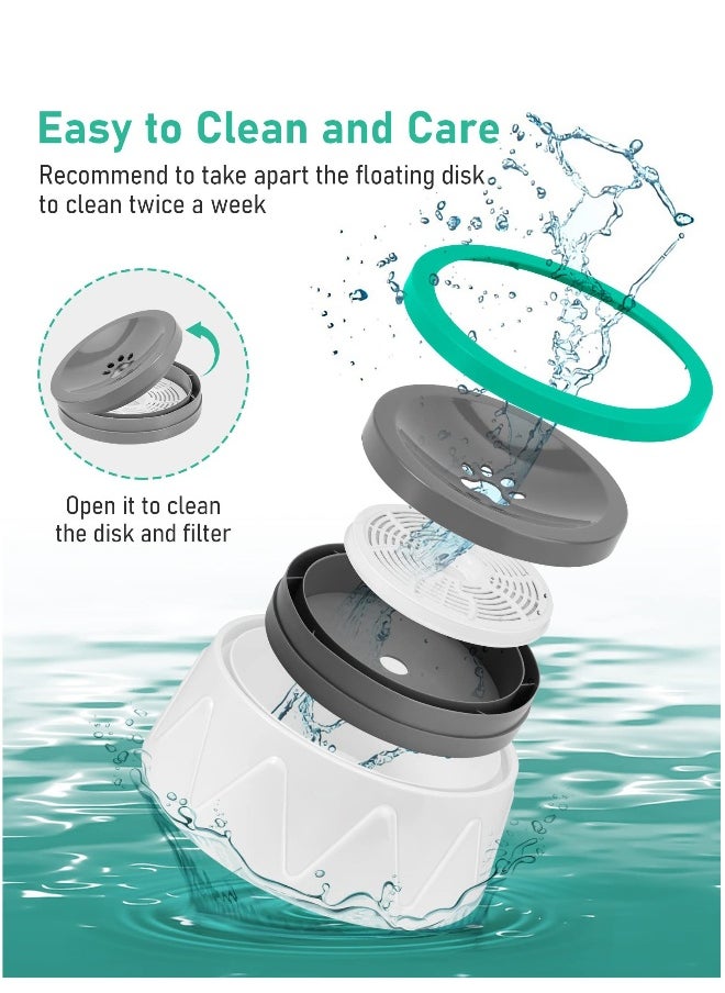 Splash Non Spill Proof Dog Water Bowl, Large Capacity No Spill Dog Bowl, Slow Drinking Stay Dry Bowl, Non Drip Car Carried Pet Floating Water Bowl, with Upgraded Filter 1.5L
