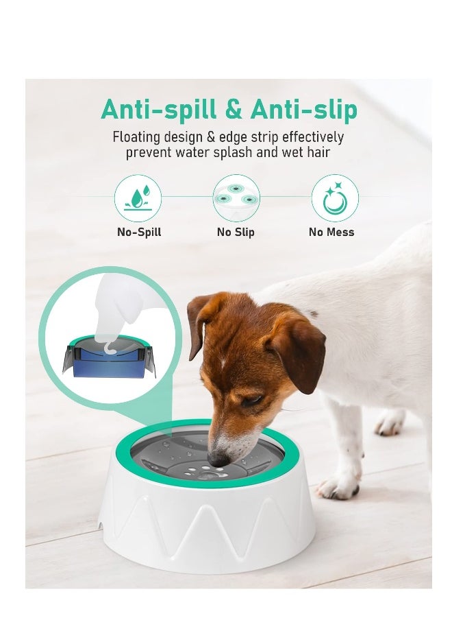 Splash Non Spill Proof Dog Water Bowl, Large Capacity No Spill Dog Bowl, Slow Drinking Stay Dry Bowl, Non Drip Car Carried Pet Floating Water Bowl, with Upgraded Filter 1.5L