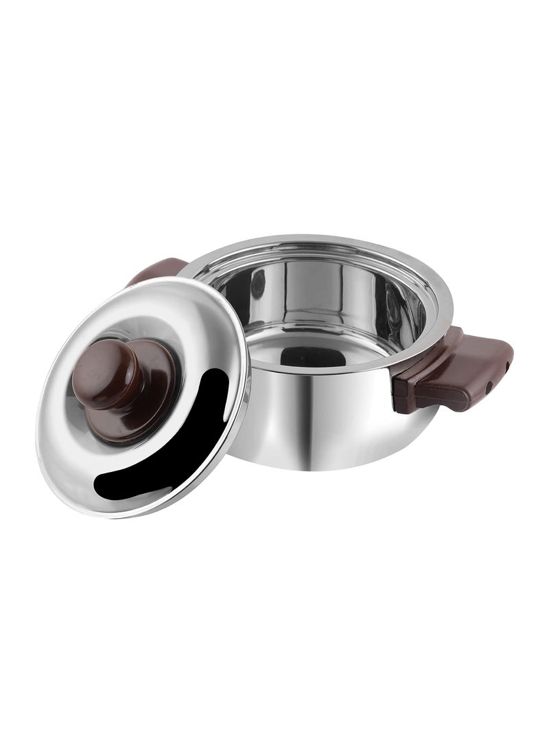 Kraft Belly Shape Stainless Steel Casserole with Lid 700ml Hotpot Roti Chapati Rice Box Keeps Food Warm and Fresh Serving Bowl Food Grade Silver