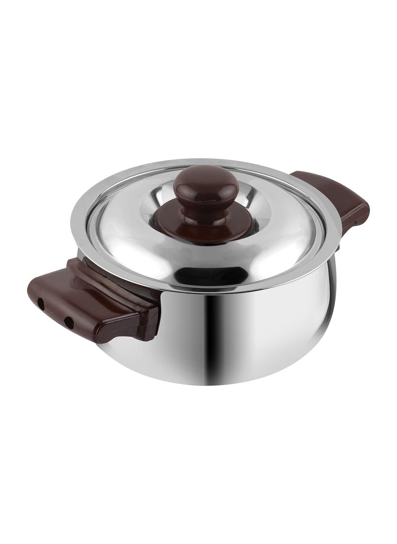 Kraft Belly Shape Stainless Steel Casserole with Lid 700ml Hotpot Roti Chapati Rice Box Keeps Food Warm and Fresh Serving Bowl Food Grade Silver