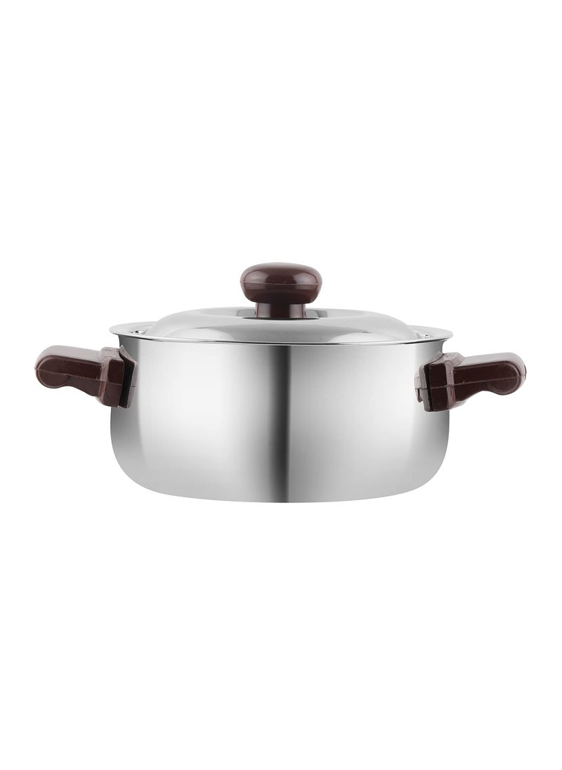 Kraft Belly Shape Stainless Steel Casserole with Lid 700ml Hotpot Roti Chapati Rice Box Keeps Food Warm and Fresh Serving Bowl Food Grade Silver