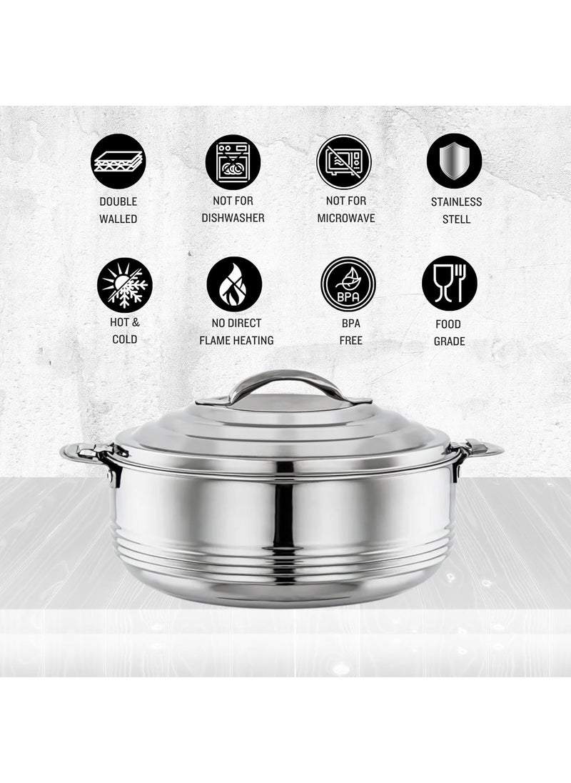 Get Plumm Stainless Steel Casserole Casserole With Lid Double Walled Insulated Hot Cold Steel Casserole For RotiCookingRice Gravy 2000 ml 5 Years Warranty