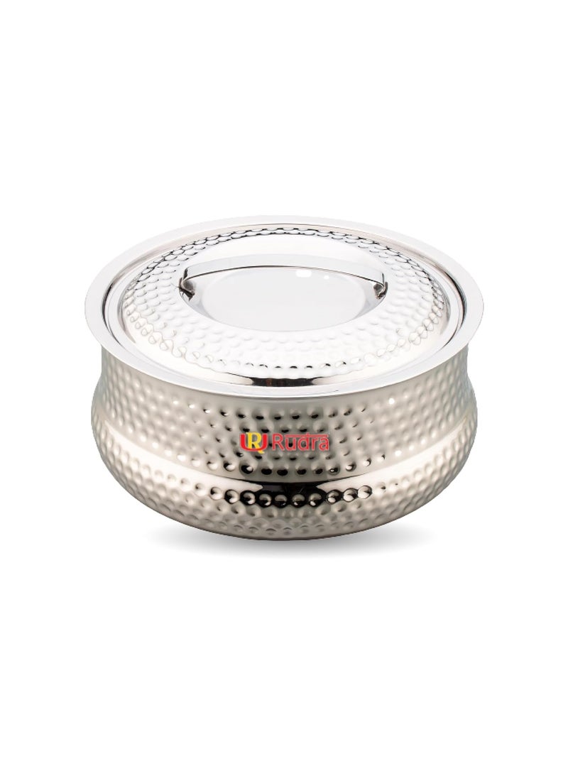 Rudra Brezza Hammered Double Walled Stainless Steel Casserole PU Insulated Hot Cold Hygiene OdourlessEasy to Carry 5 litres