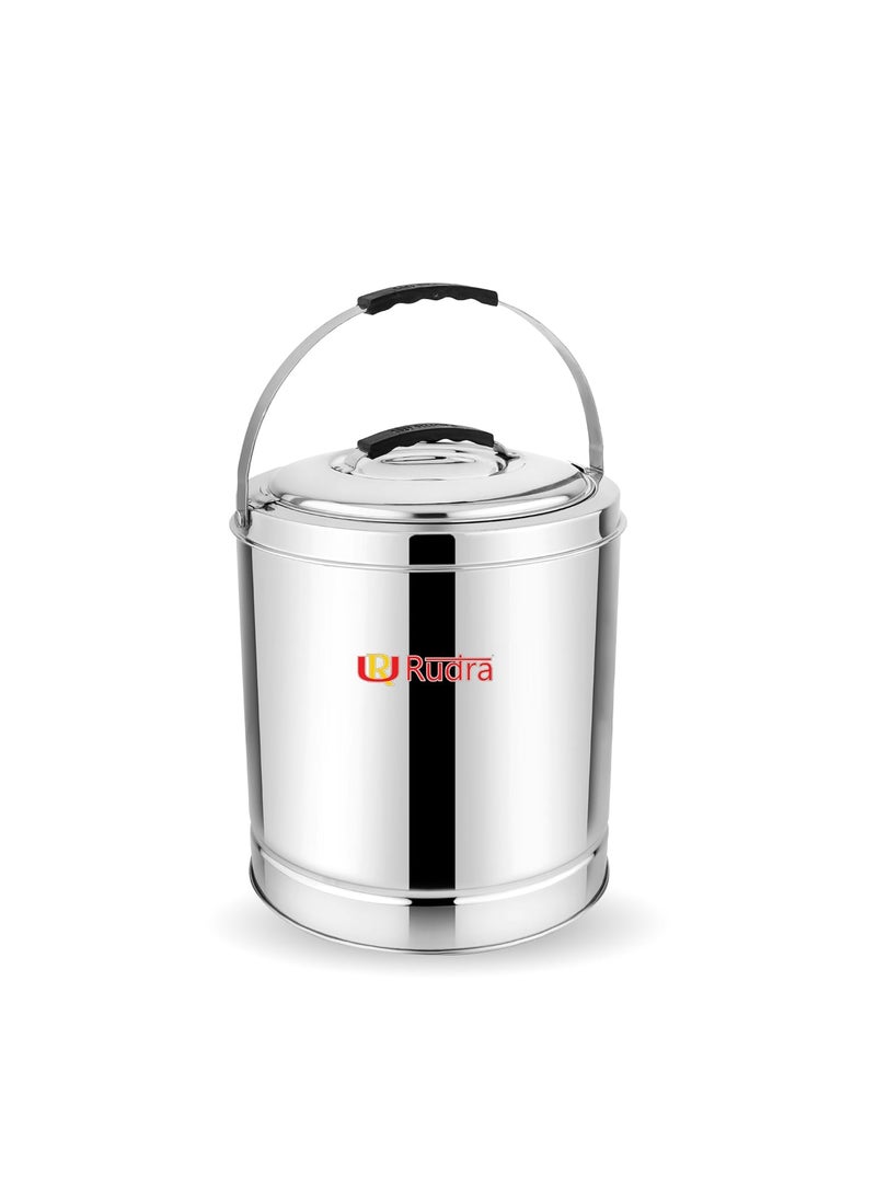 Rudra Stainless Steel Tall Boy Small 5L Insulated Hot Cold Casserole Puff Insulated Food Storage Container with Side Handles Keeps Food Fresh for Hours RustProof Durable Made in India
