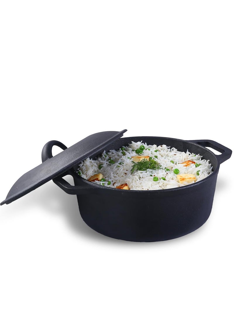 Wonderchef Forza 25 cm CastIron Casserole with Lid PreSeasoned Cookware Induction Friendly 47 L 38 mm with Lifetime Exchange Warranty