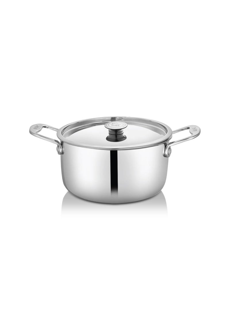 Shri Sam Stainless Steel Platinum Plain Heavy Weight Casserole 20 cm