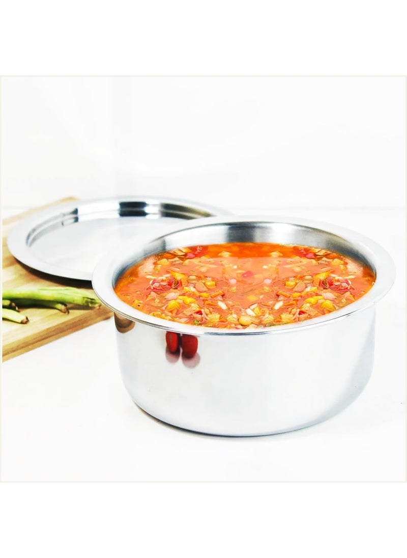 The Indus Valley Triply Stainless Steel TopeTapeliTopiaPatilaBhagona with Steel Lid Medium 20cm78 inch 31Ltr 16kg Induction Friendly Nonstick 3Layer Body 100 Pure ToxinFree