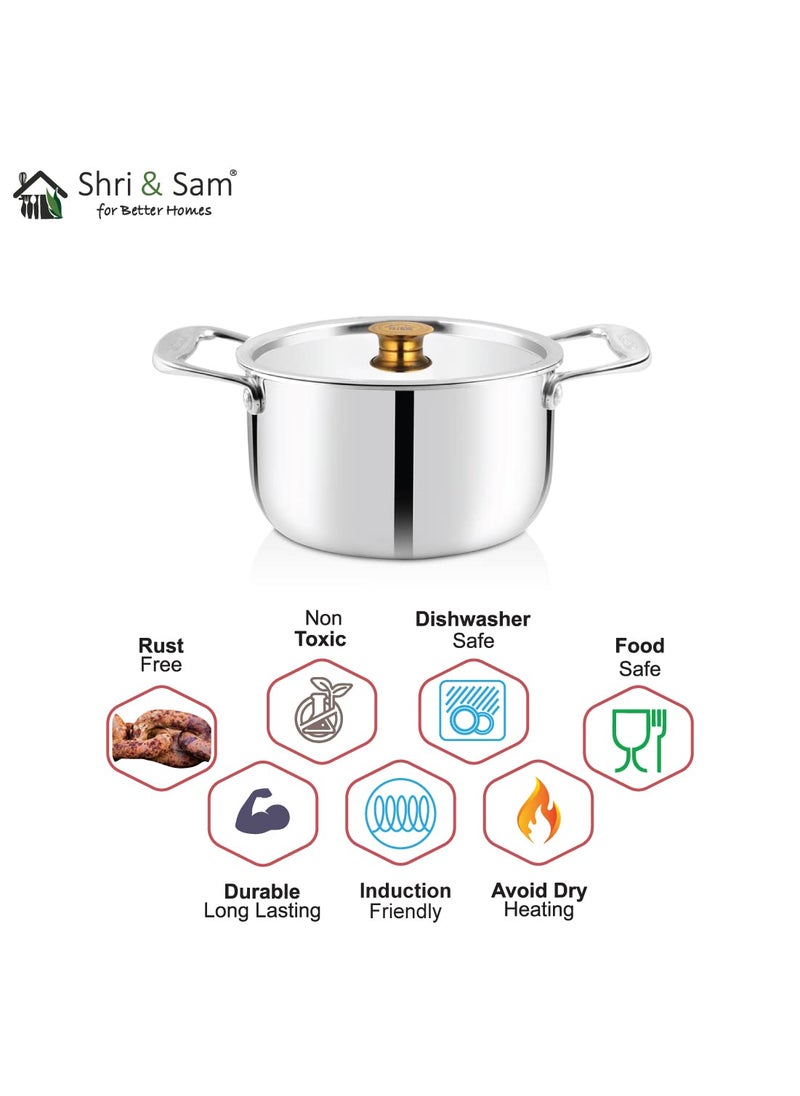 Shri Sam Stainless Steel Casserole Triplica18 cm