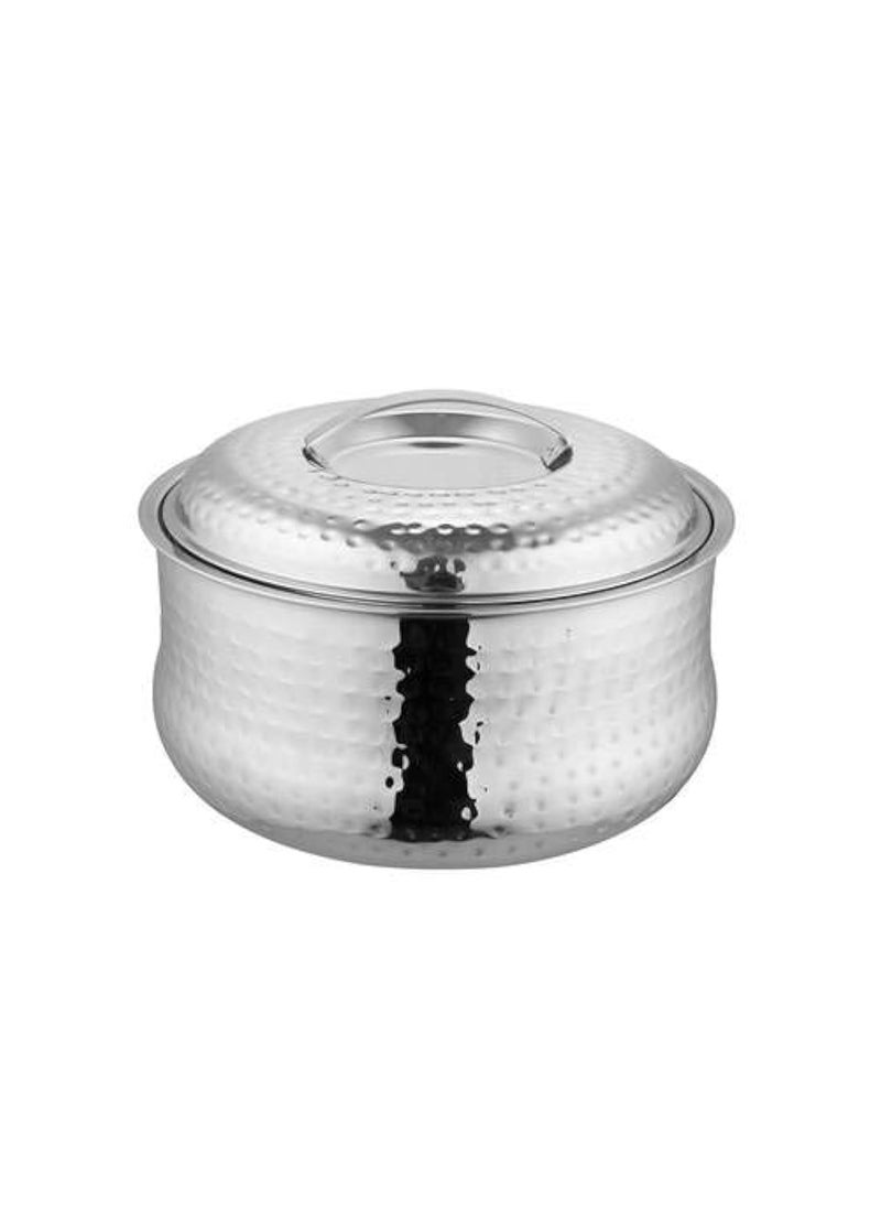 Shri Sam Stainless Steel Hammered Casserole with Lid Hot Pot 1500 ML