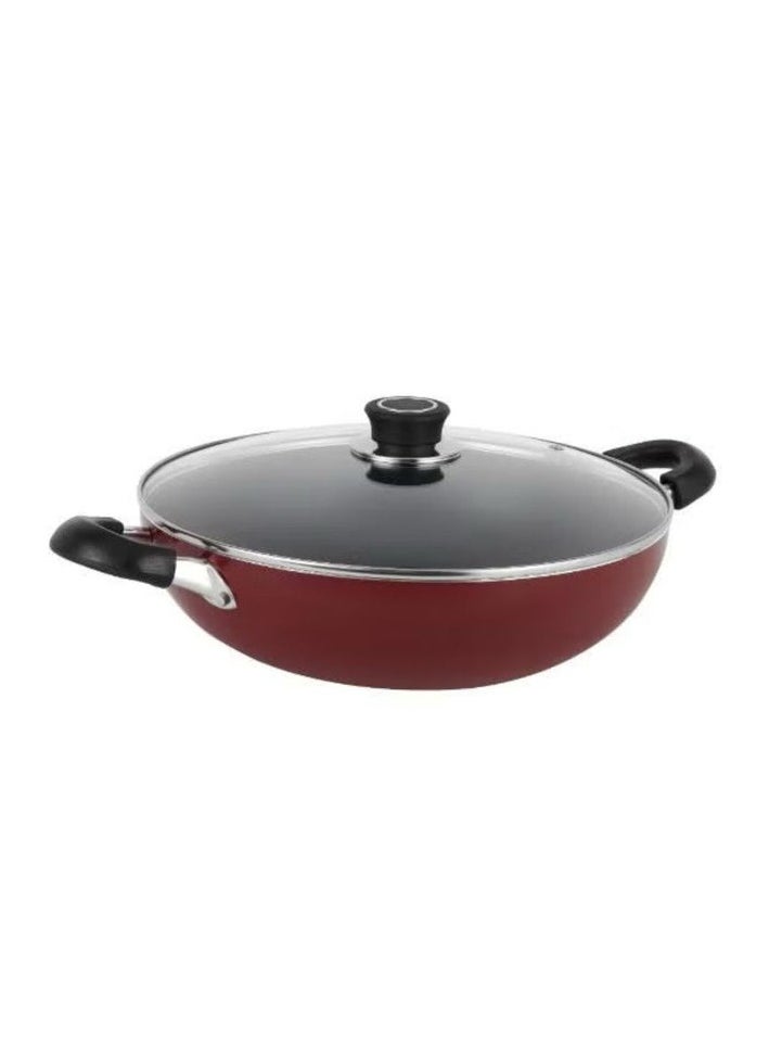 ROYALFORD Wok Pan with Glass Lid 22cm x 7cm, 3 Layer Non-Stick Coating