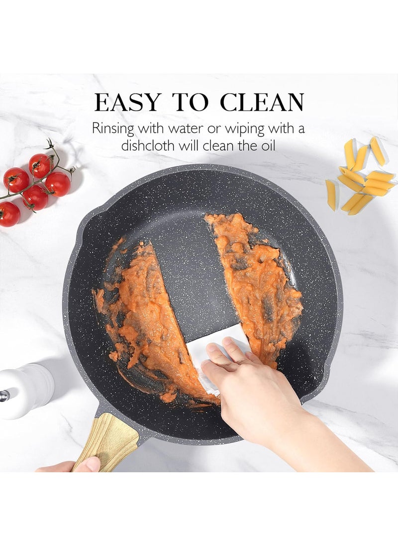 ShreeVoke Non Stick Frying Pan 8 Inch PFOA Free Granite Egg Pan Induction Gas Fry Pan Fish Pan Frying pan Non Stick Dishwasher Safe Frying pan 8Inch Black