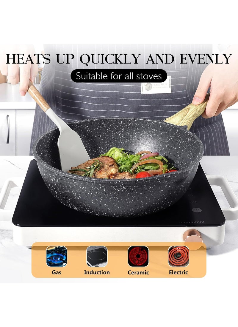 ShreeVoke Non Stick Frying Pan 8 Inch PFOA Free Granite Egg Pan Induction Gas Fry Pan Fish Pan Frying pan Non Stick Dishwasher Safe Frying pan 8Inch Black