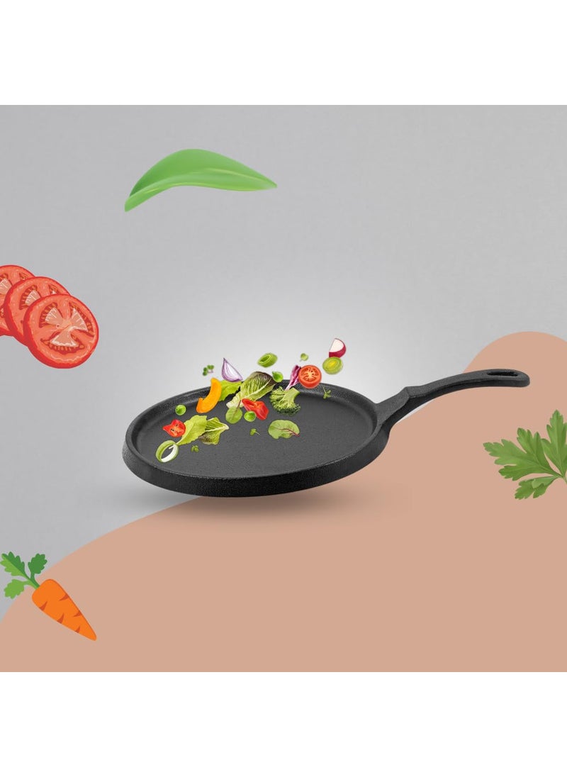 Pencil PreSeasoned Cast Iron Shallow Pan 24 cm FryRoasting Pan Compatible with Gas Stoves Induction Naturally Nonstick 100 Pure ToxinFree No Chemical Coating Long Lasting Black