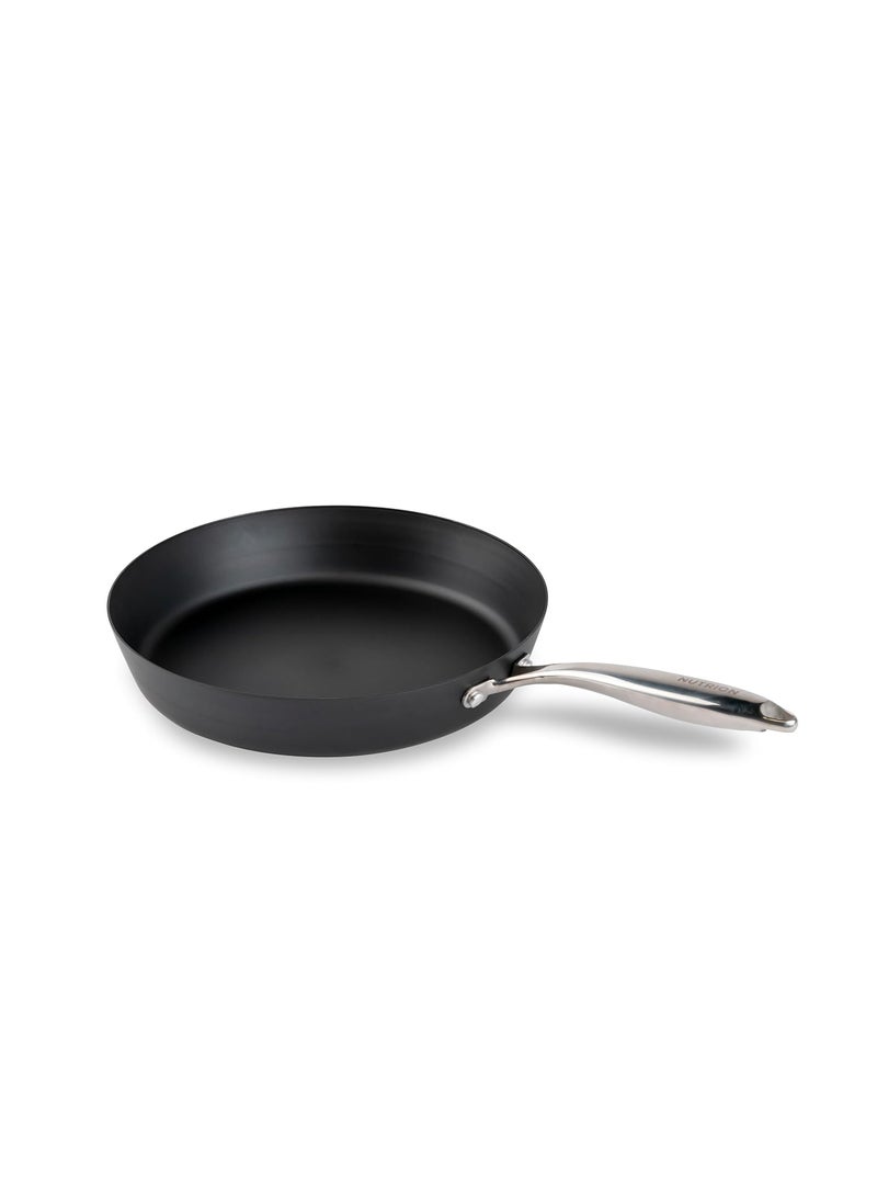 NUTRION Chef Special Light Weight Blue Carbon Steel Frying Pan Like Cast Iron but Better Professional Cookware Induction Compatible 30 cm