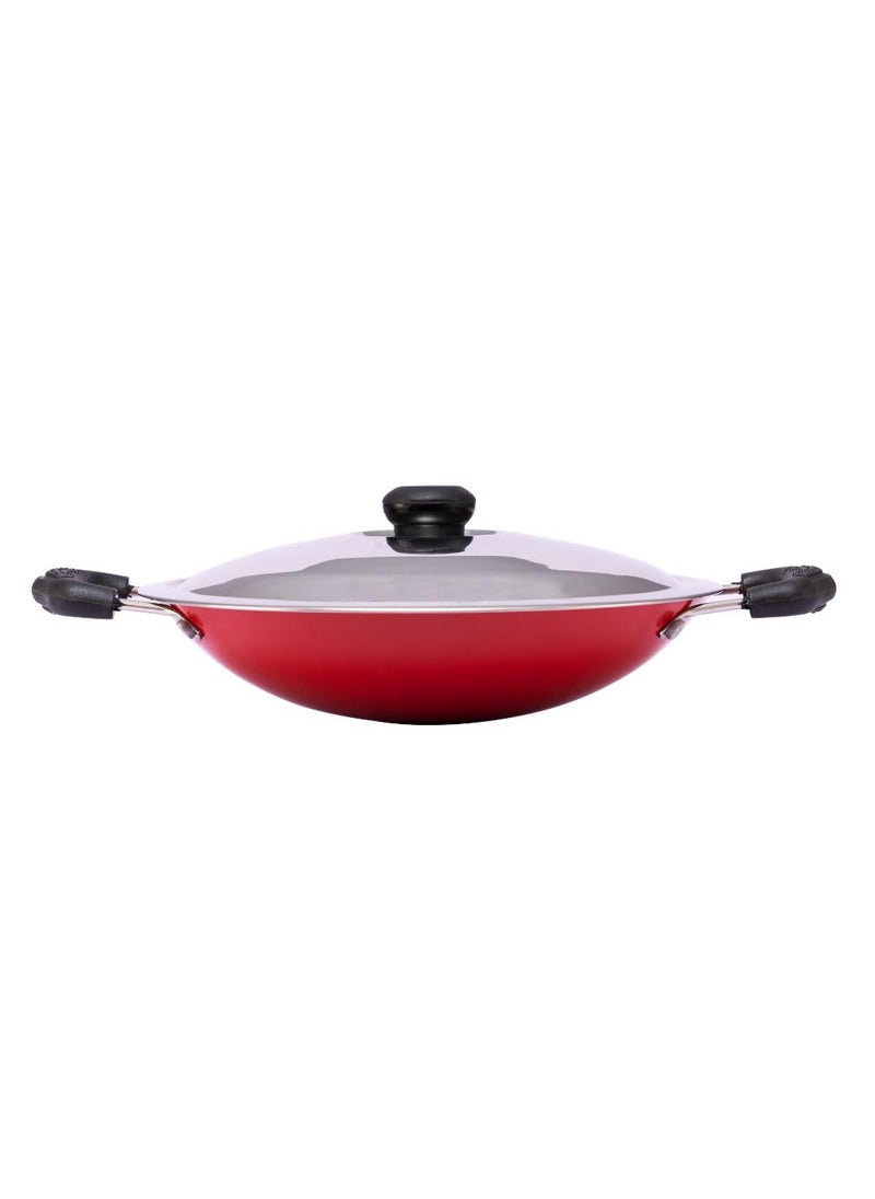 Thangam Premium NonStick Appachatti Tawa Appam Pan with Lid 200mm 24mm Thickness Greblon C2 Coated Red Pack of 1 Griddle with HeatResistant Handle PFOA APEO Free for Cooking Appam